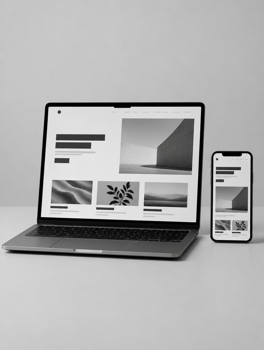 A website shown on a laptop and phone